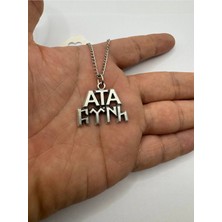 Atatürk Desen ve Göktürk Alfabesi Türk Yazılı Kolye – Gümüş Renk Unisex Metal Takı
