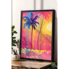 Tropikal Gün Batımı Pop Art Çerçeveli Tablo - Pop Art Poster Tablo