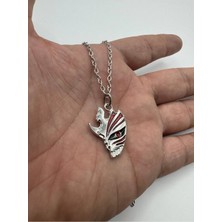 Bleach Ichigo Hollow Maske Desen Gümüş Renkli Anime Kolye – Metal  Zincirli Unisex Takı