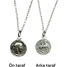 Roma Parası Sikke Kolye -Sezar ve Napolyon Desen Çift Taraflı Metal Kolye -1 Adet - Metal  Zincirli