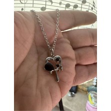 Siyah Gotik Kalp Lava Desen Unisex Kolye – Metal  Zincirli, Asi ve Tutkulu Tasarım
