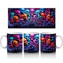 Neon Işıklı Kafatası Duvarı – Hediyelik Kahve Kupası