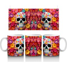 Renkli Şeker Kafalar Deseni – Hediyelik Kahve Kupası