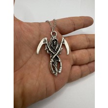 Ölüm Meleği Kolye – Gotik Ruhlara Özel Karanlık ve Anlam Yüklü Tasarım - Metal  Zincir