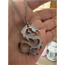 Dragon (Ejderha) Desen Unisex Kolye – Metal  Zincirli, Güç ve Efsanevi Koruma Sembolü