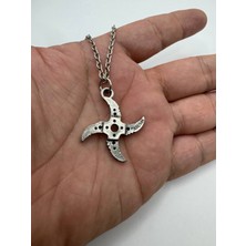 Ninja Yıldızı (Shuriken) Desen Unisex Kolye – Metal  Metal Zincirli Takı