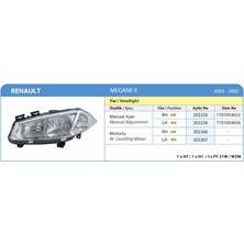AYFAR-202236 - Far Sol + Sınyal Megane Iı 02>06 Elektrikli H7 + H1