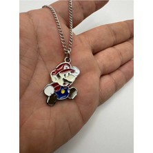 Super Mario Desen Renkli Unisex Kolye – Metal  Zincirli Retro Oyun Karakter Takısı