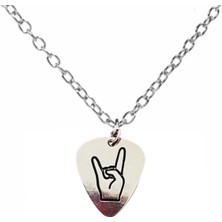 Guns N' Roses Pena Kolye – Çift Taraflı Rock El Işaretli Unisex Metal Kolye (Metal  Zincir)