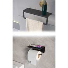 Metal Modern Banyo Askılığı ve Tuvalet Kağıtlığı Ikili Set | Siyah – Beyaz | Paslanmaz, Dayanıklı ve Şık Tasarım