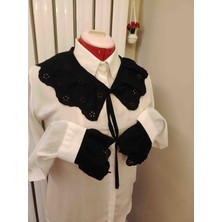 Firuz Rukye gipürlü siyah Yakalık ve Kolluk Takımı