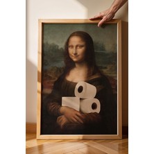 Tuvalet Kağıdı Tutan Mona Lisa Çerçeveli Tablo - Wc Tuvalet Için Tablo
