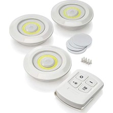 Ufak Tefek Şeyler Nanopro 3 Lü Kumandalı Beyaz LED Spot Lamba Yapışkanlı Pilli İç Mekan Kullanımı için Enerji Tasarruflu