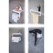 Metal 4’lü Set | Tuvalet Kağıtlık, Havlu Askısı, Kağıt Havluluk ve Fön Makinesi Tutucu | Paslanmaz, Yüksek Taşıma Kapasiteli, Banyo & Mutfak Için