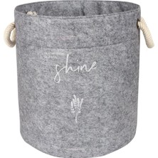 Keçe Kulplu Yuvarlak Düzenleyici Sepet - Çok Amaçlı Saklama Organizer Kutu Maxi 103655