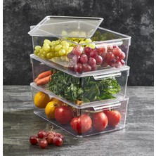 1 Adet Kırılmaz Şefaf Akrilik Kapaklı Buzdolabı Organizeri | Buzdolabı Içi Düzenleyici | Sebze Meyve Saklama Kabı Organizeri (20CM x 32,5cm X10,5CM) x Large Boy