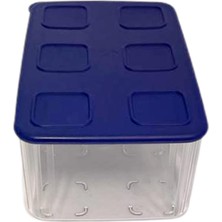 Şeffaf ve Taze 2,5 L Şeffaf Mavi Koyu Mavi Buzdolabı Sistemi Taze Sistem Konteyner Kapaklı Dikdörtgen