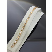 18K Zirkon Taşlı Çelik Bileklik Paslanmaz Kararmaz