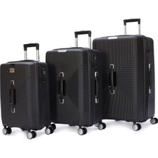 Pierre Cardin 3'lü Set %100 Polipropilen Valiz Siyah 04PC7080