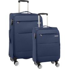 Louisiana Polo 2'li Valiz Seti Büyük Ve Kabin Boy Lüx Kumaş Valiz Lacivert 2082