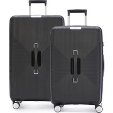 Pierre Cardin Büyük ve Orta Boy 2'li Set %100 Polipropilen Valiz Siyah 04PC7080