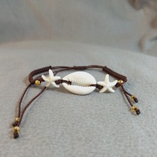 Crystal Atelier Deniz Kabuğu Yıldızlı Bileklik, Deniz Kabuğu Yıldızlı Örgü Makrome Bileklik, El Yapımı Ayarlanabilir Bileklik, Yazlık Bileklik, Makrome Bileklik, Yıldız Bileklik, Deniz Kabuğu Bileklik
