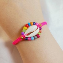 Crystal Atelier Renkli Boncuklu Deniz Kabuğu Örgü Makrome Bileklik, Unisex El Yapımı Plaj Aksesuarı Yazlık Trend, Makrome Bileklik, Deniz Kabuğu Bileklik, Renkli Boncuk Bileklik, Kadın Bileklik