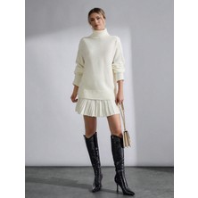 TKM0003 Kadın Pileli Etekli Balıkçı Yaka Triko Takım