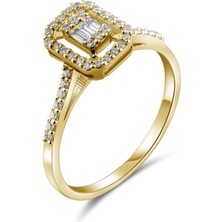 Lial Diamond 0.18 Karat Baget Pırlanta Yüzük, Gerçek Pırlanta, Sertifikalı Mücevher