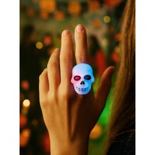 Parti Adresi Cadılar Bayramı Kuru Kafa Işıklı Yüzük Halloween Parti Aksesuarı