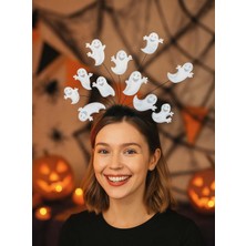 Parti Adresi Halloween Parti Tacı Hayalet Figürlü Cadılar Bayramı Aksesuarı Beyaz
