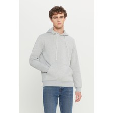 Altınyıldız Classics Erkek Gri Melanj Standart Fit Içi Polarlı 3 Iplik Kapüşonlu Kanguru Cepli Pamuklu Sweatshirt