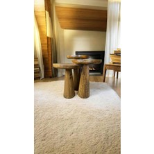 Simillo Home & Living Tütün Renk Masif Ahşap Mantar Sehpa Seti – 3’lü Doğal Zigon Sehpa Takımı