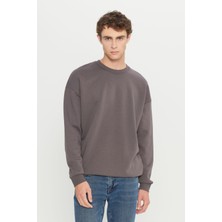 Altınyıldız Classics Erkek Koyu Gri Oversize Fit Bol Kesim Pamuklu Içi Polarlı 3 Iplik Bisiklet Yaka Sweatshirt