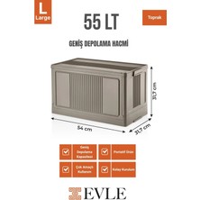 Evle Çok Amaçlı Modüler Kasa, İstiflenebilir Organizer Düzenleyici 55 lt, 54 x 31,7 x 31,7 cm