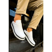 CH979 - Santoni Gbt Spor Erkek Ayakkabı Beyaz/sıyah