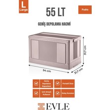 Evle Çok Amaçlı Modüler Kasa, İstiflenebilir Organizer Düzenleyici 55 lt, 54 x 31,7 x 31,7 cm