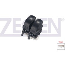 ZEGEN-ZSW1015A - Cam Açma Düğmesi Ön Sol Beyaz Clıo Iıı Modus Twıngo Iı Çiftli