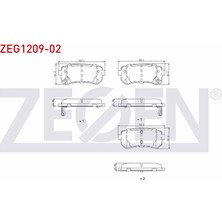 ZEGEN-ZEG1209-02 - Fren Balatası Arka Hyundaı Accent Era 07>11 I20 I30 07> IX35 09> / Ceed 07> Pıcanto 11> Rıo Iı 05> Sportage 04>