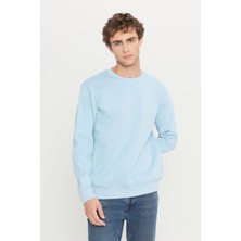 Altınyıldız Classics Erkek Açık Mavi Standart Fit Normal Kesim Içi Polarlı 3 Iplik Bisiklet Yaka Pamuklu Sweatshirt