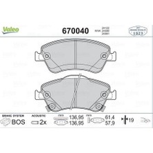 VALEO670040 - Fren Balatası Ön Corolla 07>12 Aurıs 07>12