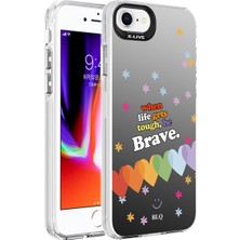 Apple iPhone 8 Kılıf Desenli Zıvo Silver Sert Kapak-Kalp
