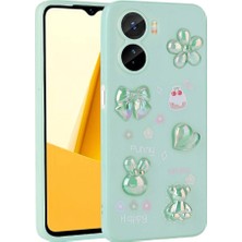 Vivo Y16 Kılıf Kabartma Figürlü Parlak Zıvo Toys Silikon Kapak-Açık Yeşil