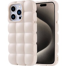 Apple iPhone 15 Pro Kılıf Parlak Esnek Silikon Zıvo Dom Dom Kapak-Beyaz