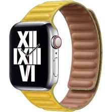 ​​​watch Ultra 49MM Kordon Uyumlu Krd-34 Deri Strap Kayış Zıvo - Sarı