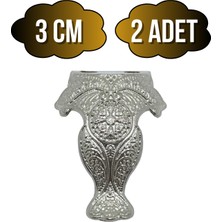 Lüx Metal Ayak Çeyiz ve Hediye Kutusu Mobilya Ayağı(3cm)(Gümüş)