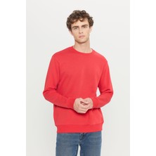Altınyıldız Classics Erkek Kırmızı Standart Fit Normal Kesim Içi Polarlı 3 Iplik Bisiklet Yaka Pamuklu Sweatshirt