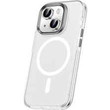 Apple iPhone 15 Plus Kılıf Airbagli Magsafe Wireless Şarj Özellikli Lens Koruyuculu Zıvo Klaptika Kapak-Renksiz