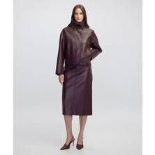 Triko Mix Deri Görünümlü Etek IW6250004073035