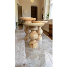 Simillo Home & Living Doğal Masif Ahşap Mantar Sehpa 3’lü Set – Naturel Renk Zigon Sehpa Takımı